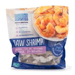 PrimeWaters Ecuador Premium Frozen Extra Large Raw Shrimp(21-30 Count/Pound) 2 lb