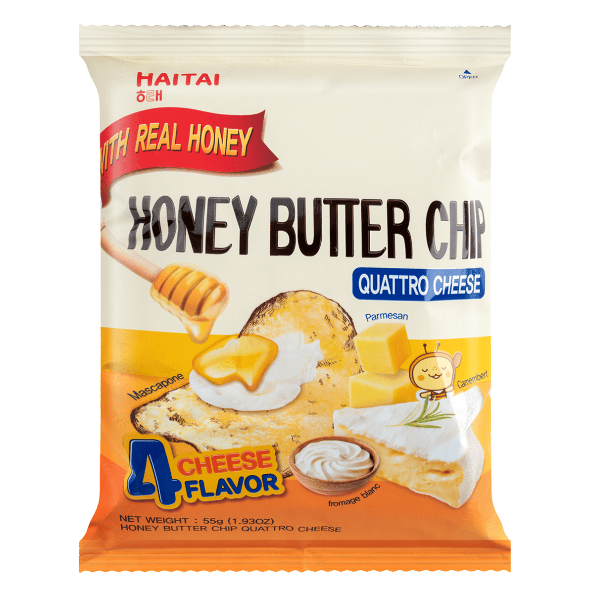 Snack Khoai Tây Bơ Mật Ong Haitai x Calbee, Vị Phô Mai Quatro 55 g