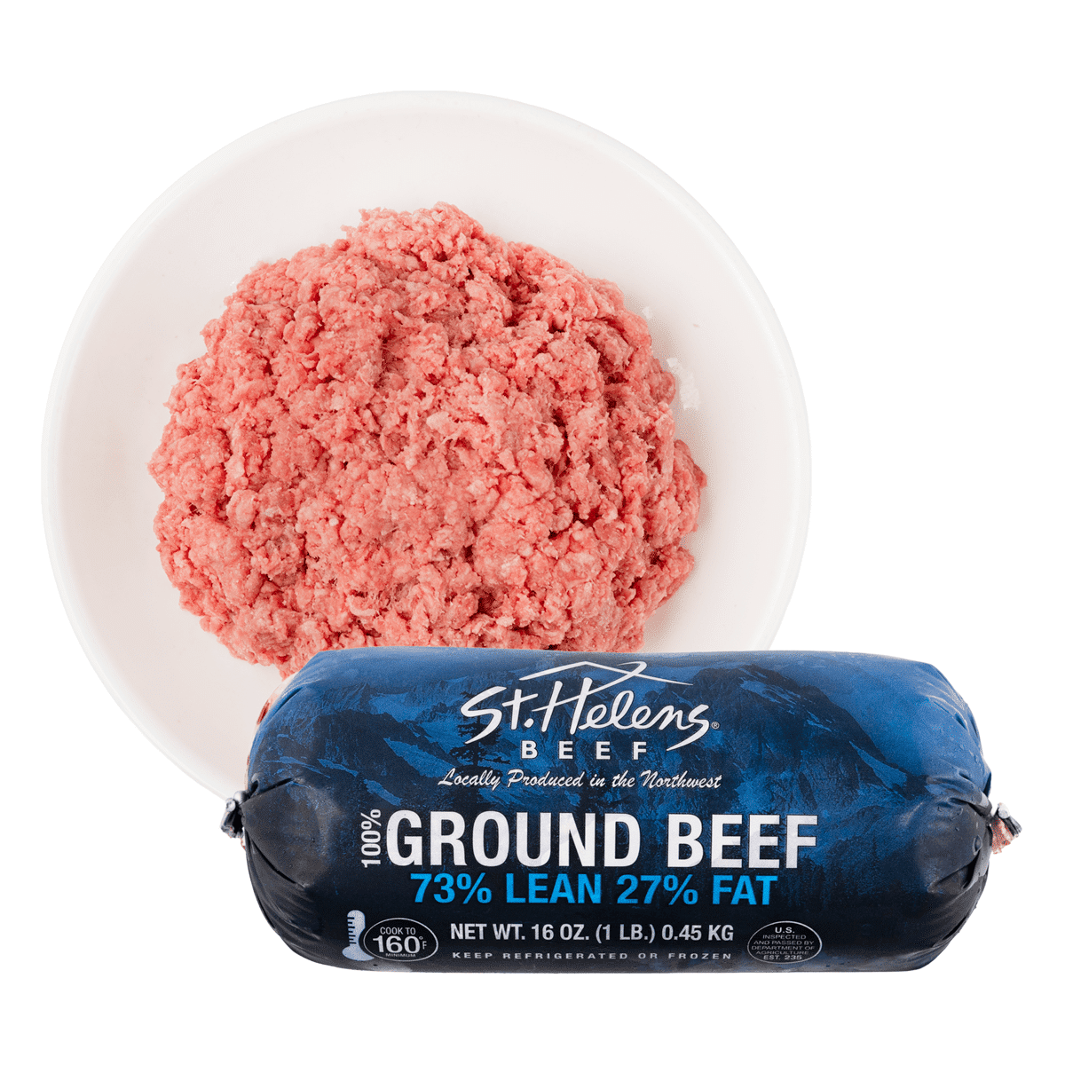 Carne molida, 73% magra / 27% grasa (congelada) 1 libra(s)