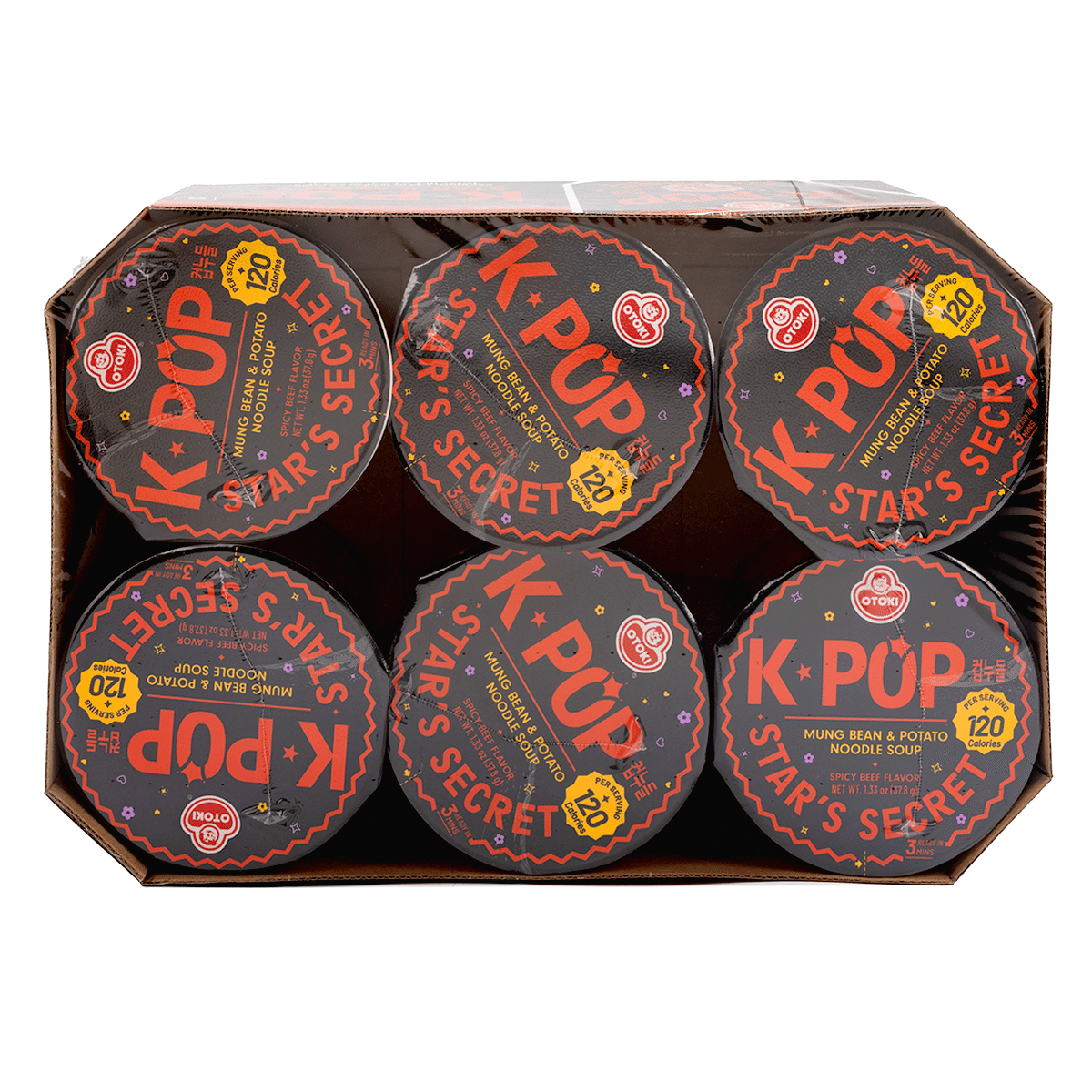 Otoki K-POPスターの秘密 緑豆とじゃがいものカップヌードル ピリ辛牛肉味 1.33 オンス*6 カウント