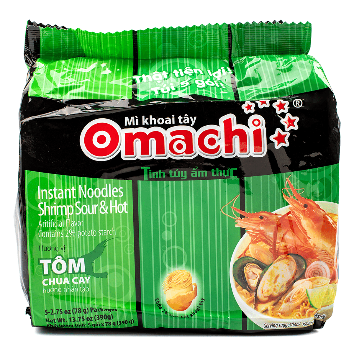 Omachi インスタントラーメン 酸辛蝦味5袋入 2.75 オンス*5 パック