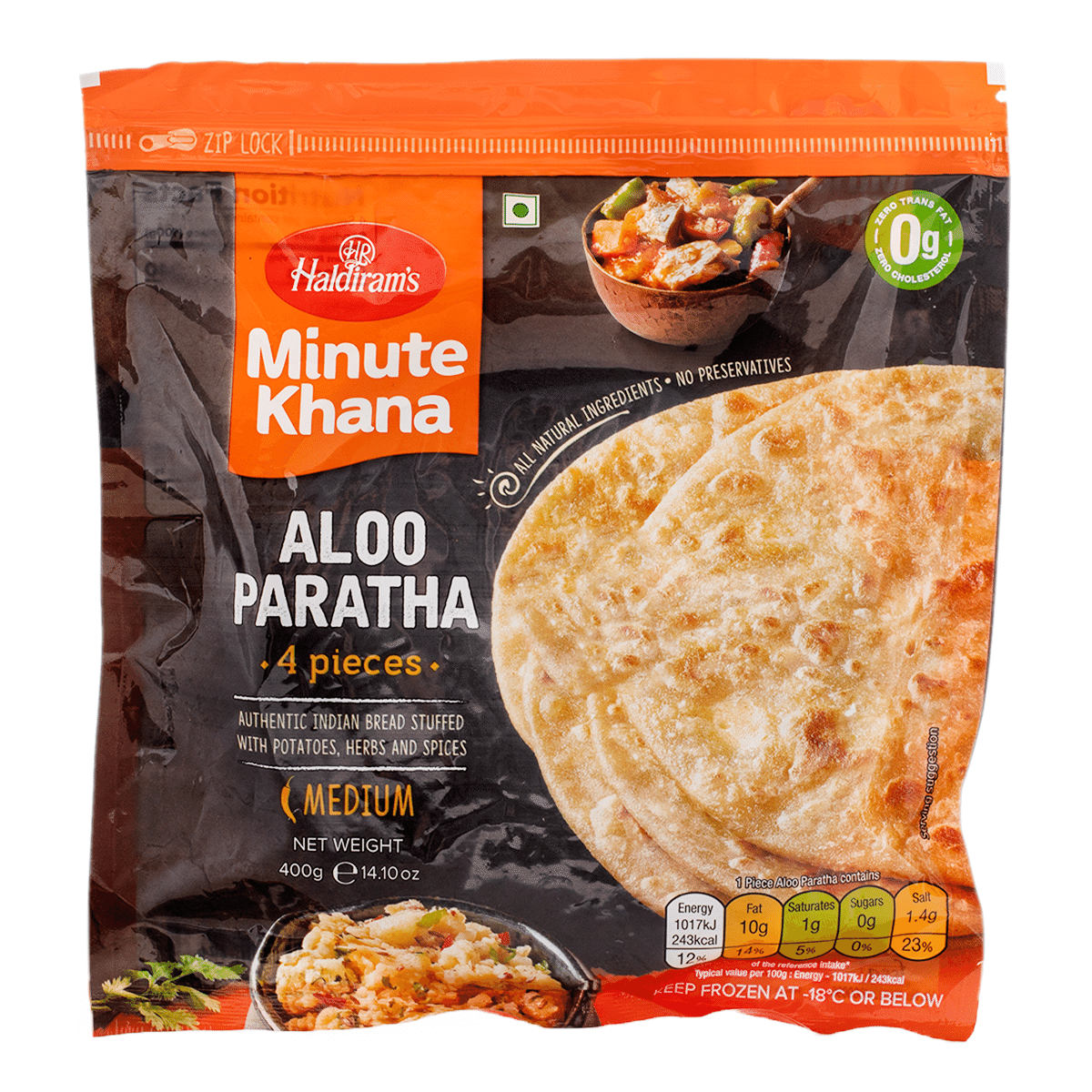 Haldiram's 냉동 알루 감자 파라타 400 그램