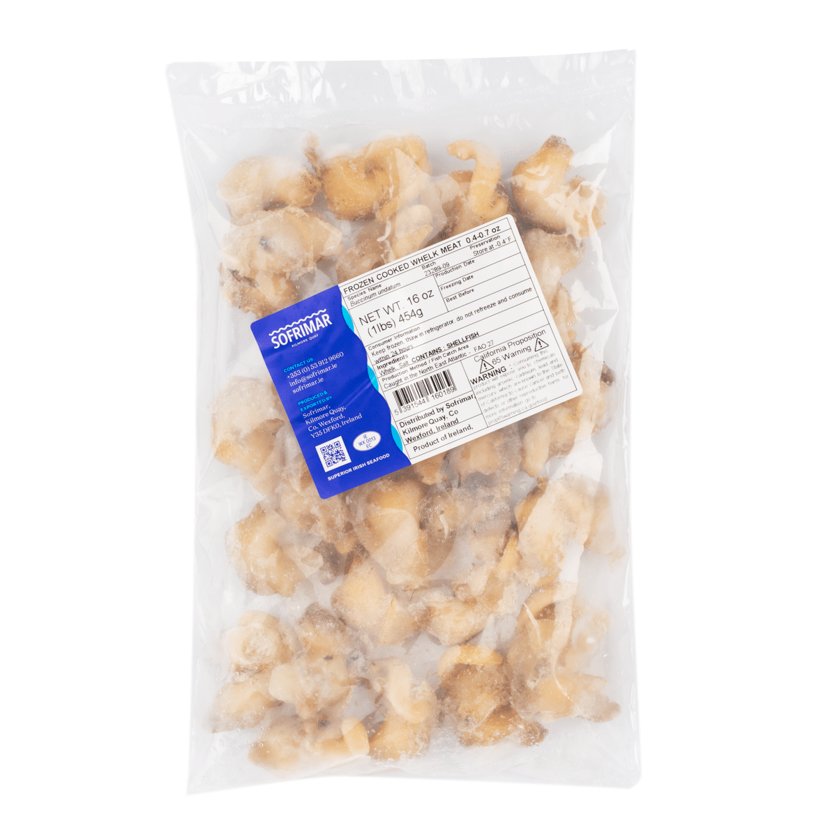 Sofrimar Ireland Cooked Whelk Meat IQF Frozen 1 lb