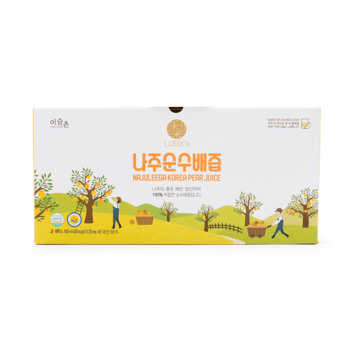 Jeollanam-do KOREAN PEAR JUICE 100G*20pks 100 밀리리터*20 팩*6 박스