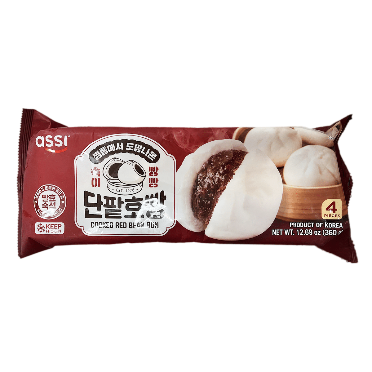 Assi Red Bean Steamed Buns 4pcs, Frozen 360 g
