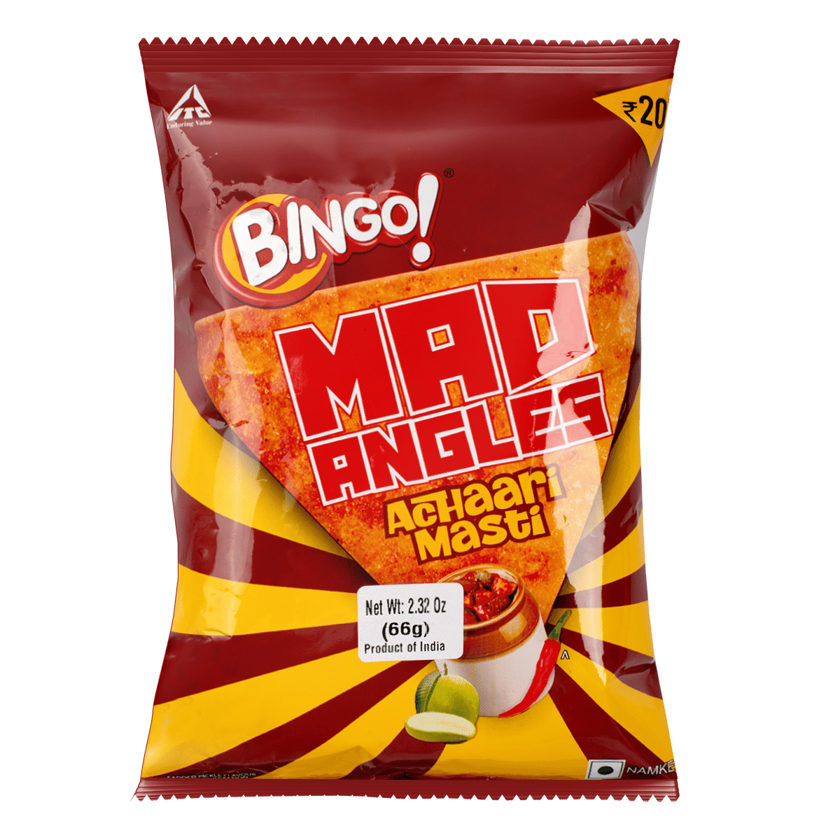 มันฝรั่งทอดรูปสามเหลี่ยม Bingo Mad Angels รส Achhaari Masti 66 g