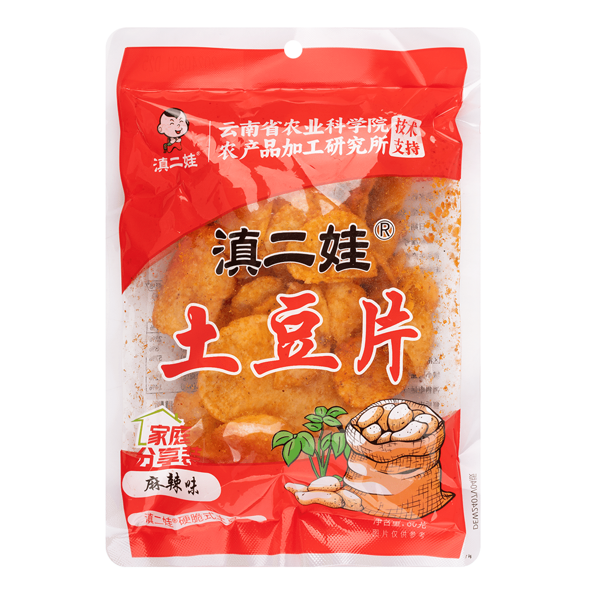 滇二娃 ポテトチップス ホット&スパイシー味 80 グラム