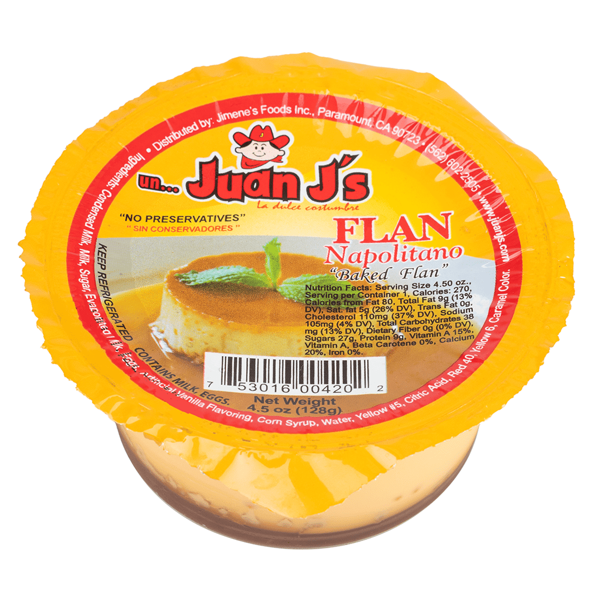 Juan J's Flan Napolitano Baked Flan 4.5 oz
