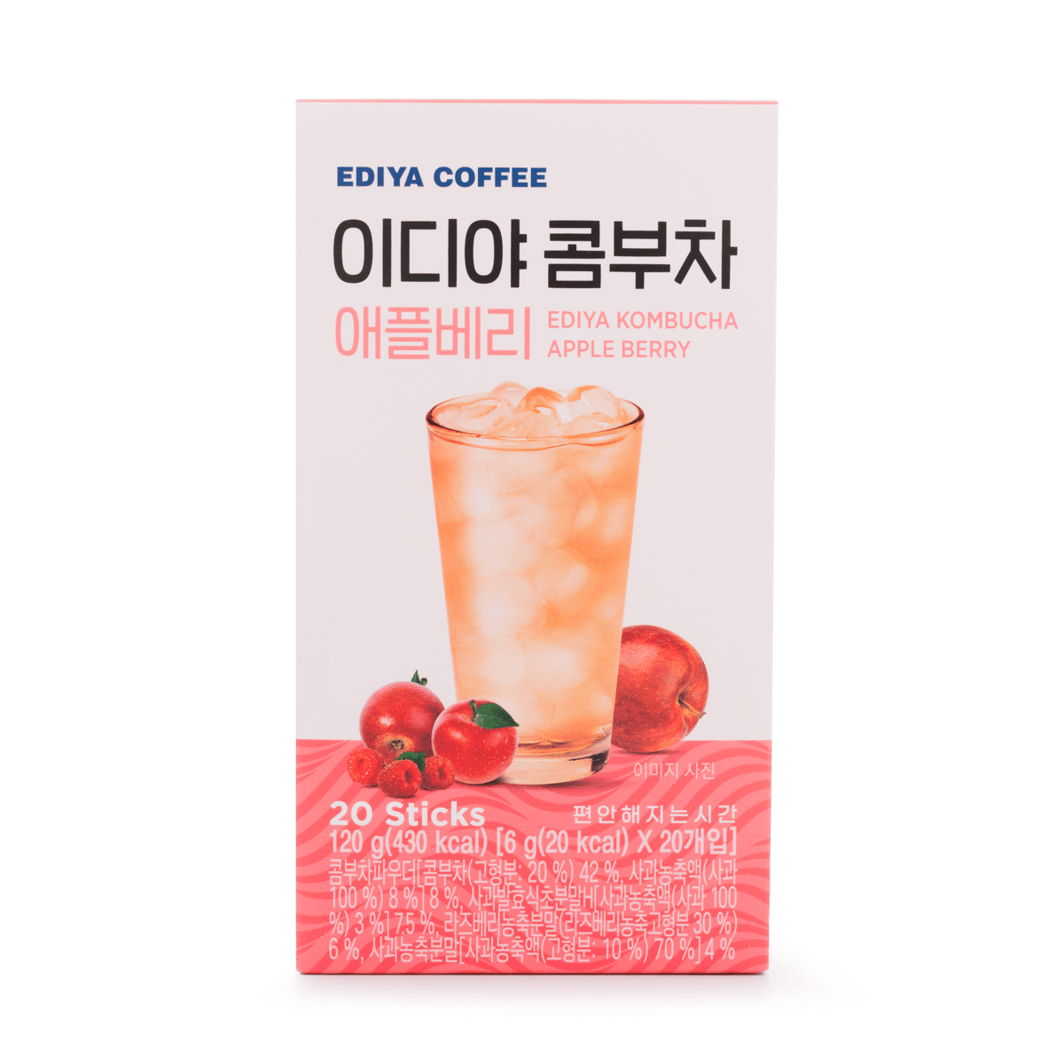 EDIYA Kombucha Powder with Apple & Berry Flavor 20 Sticks 120 g