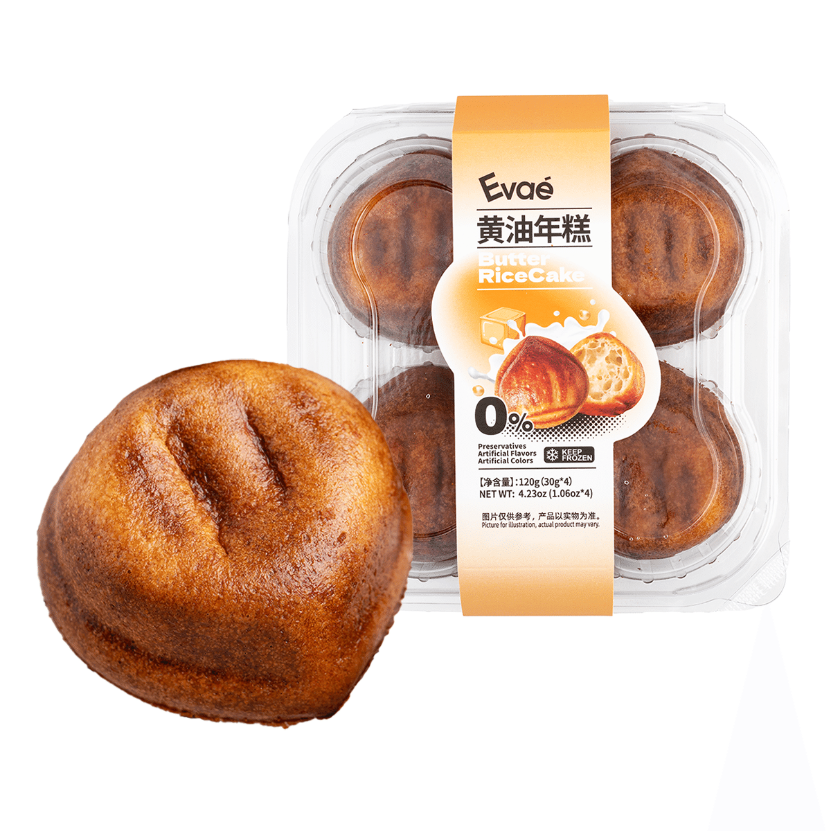 Evae Butter Rice Cake 4PC, Frozen 160 g