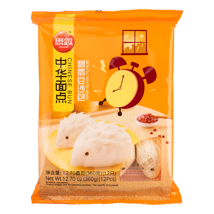 Synear ハリネズミ柄小豆餡饅頭 冷凍 360 グラム - Weee!