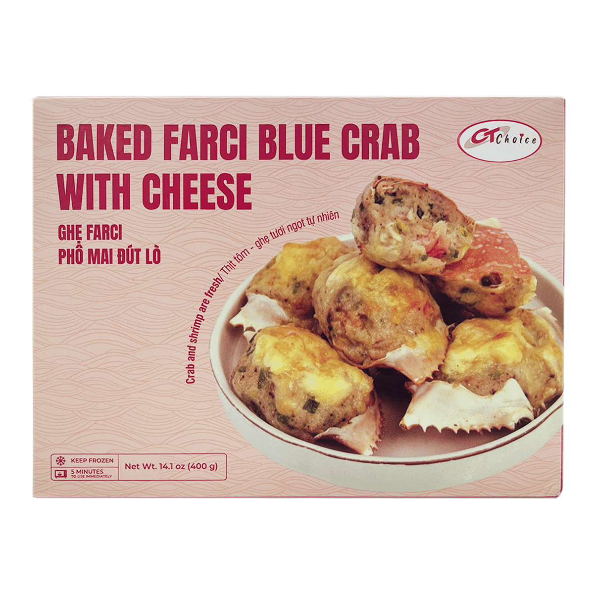 CT Choice Baked Farci Blue Crab with Cheese, Frozen 14.1 盎司