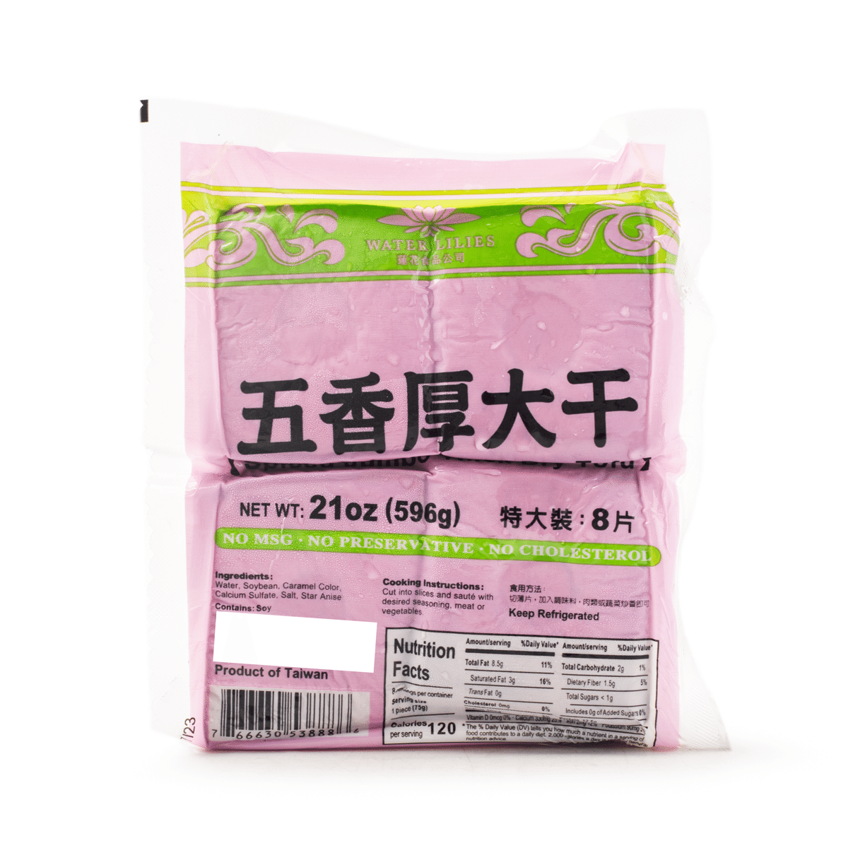 Water Lilies Brand Spiced Jumbo Thick Dry Tofu 21 oz
