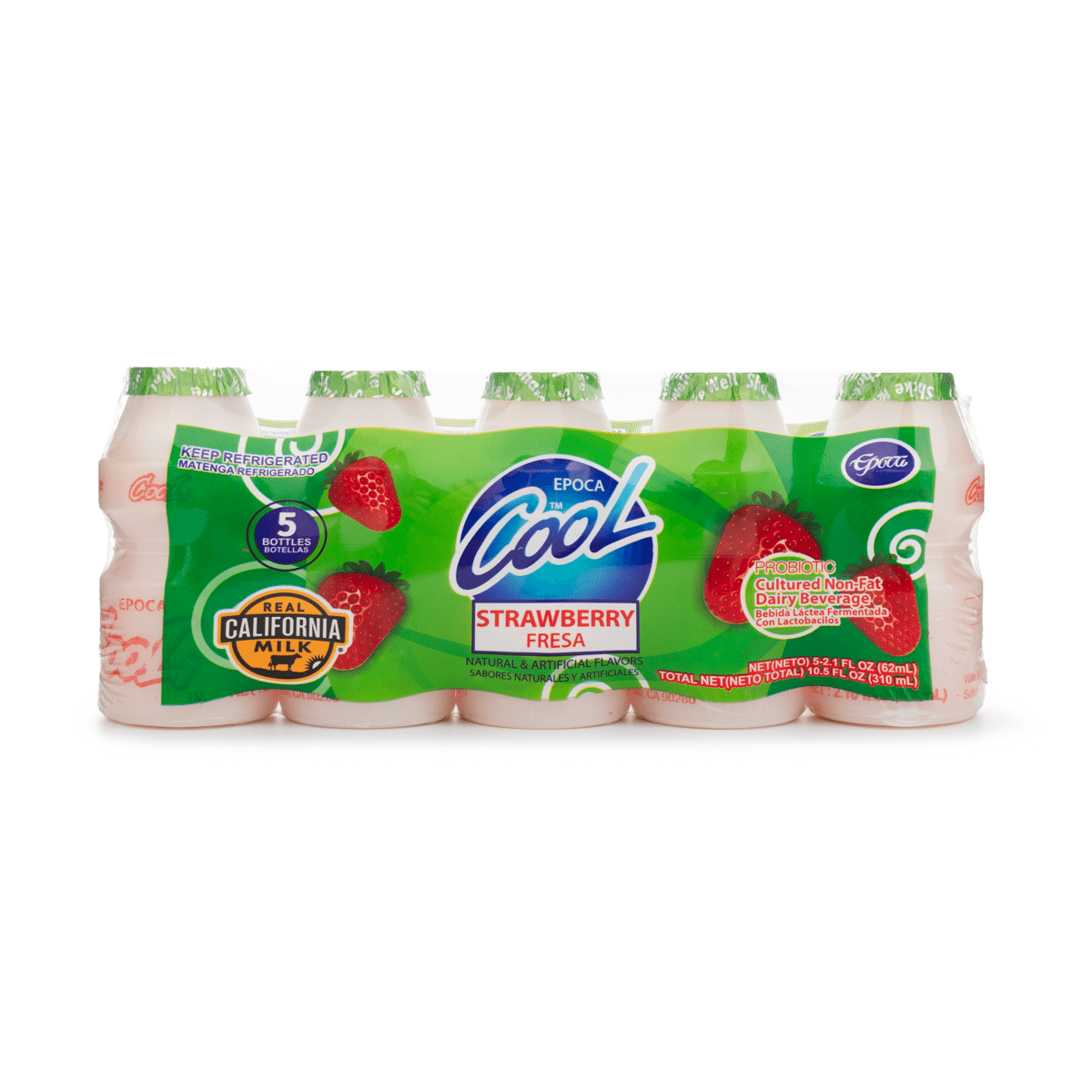 EPOCA Cool Strawberry Non-Fat Probiotic Yogurt Drink 2.1 fl.oz*5 bottle