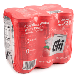 Genki Forest Sparkling Water, White Peach Flavor 330 ml*6 cans