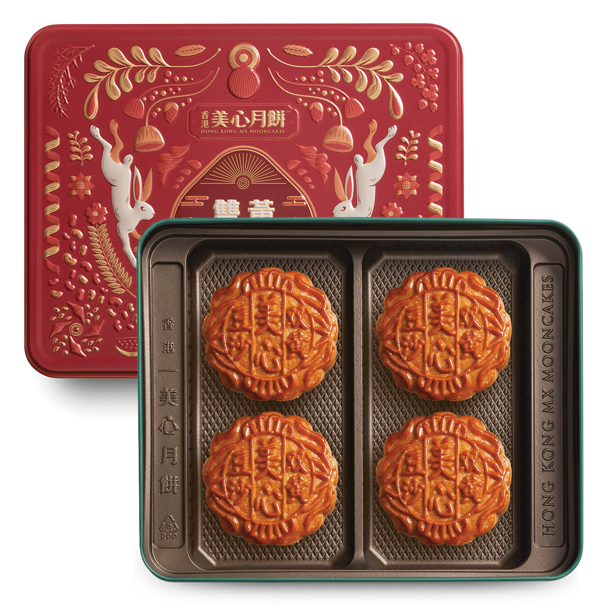 Hong Kong MX ขนมไหว้พระจันทร์ไส้ถั่วแดงไข่เค็ม 2 ฟอง 4 ชิ้น 740 g