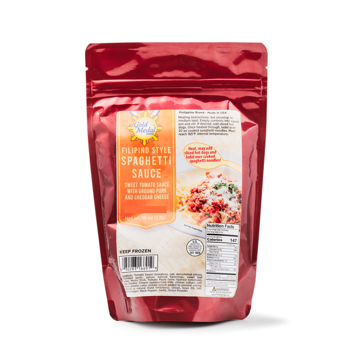 Salsa de Espagueti Estilo Filipino con Carne Congelada Gold Medal 1 libra(s)