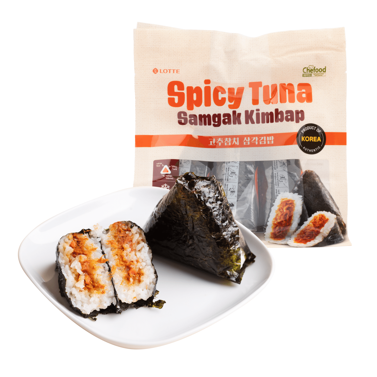 Lotte Chefood Samgak Kimbap Spicy Tuna 110g X 3pcs, Frozen 330 g