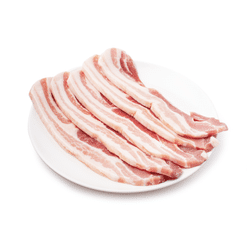 Pork Single Rib Belly Sliced 10mm, Frozen 1 lb