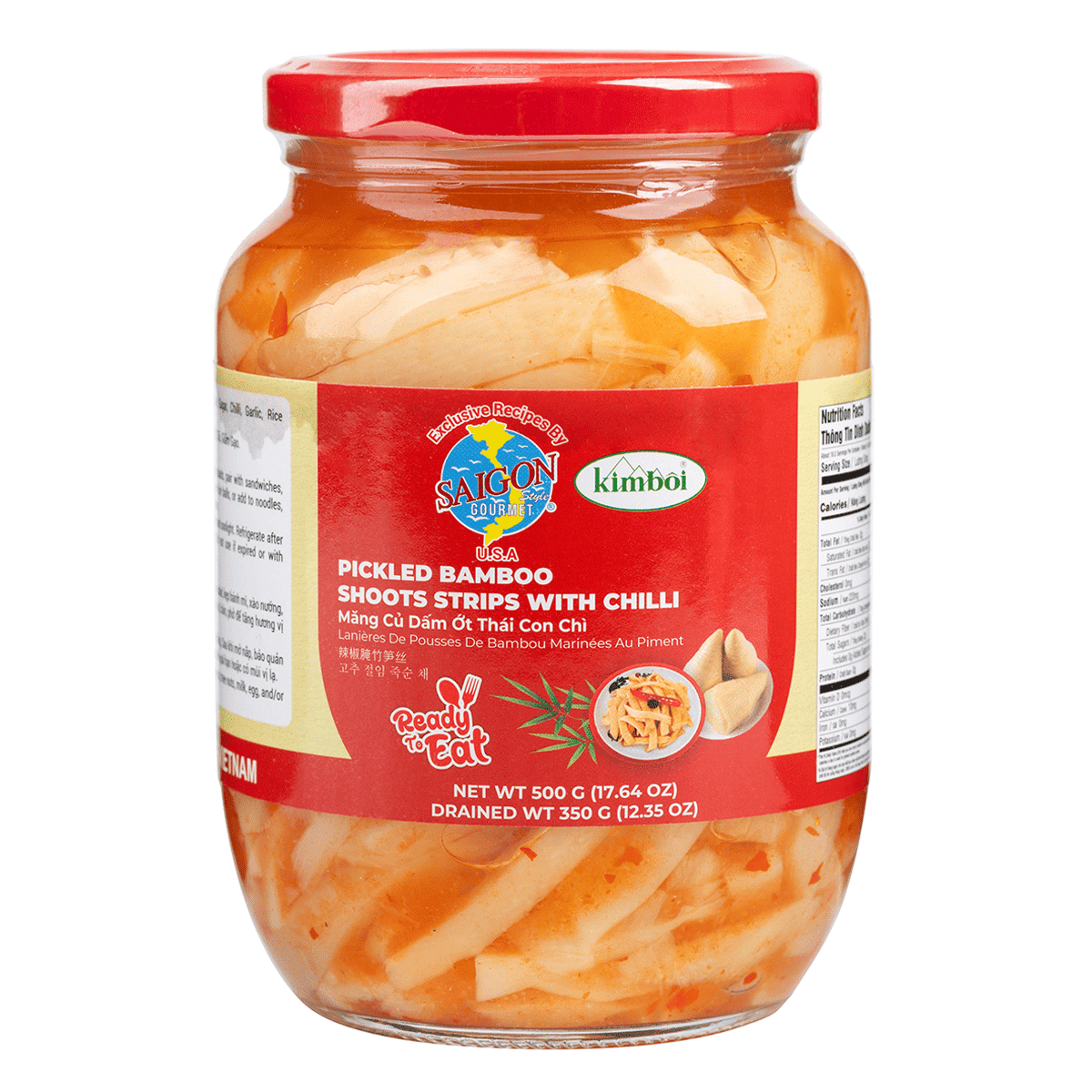 Saigon Gourmet Pickled Bamboo Shoots Strips with Chili 17.64 oz