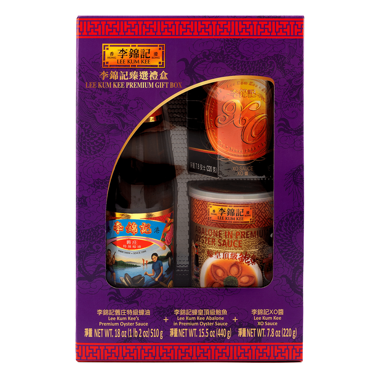 LKK PREMIUM GIFT BOX(PREMIUM OYSTER SAUCE+ABALONE IN POS+XO SAUCE) 41.3 オンス