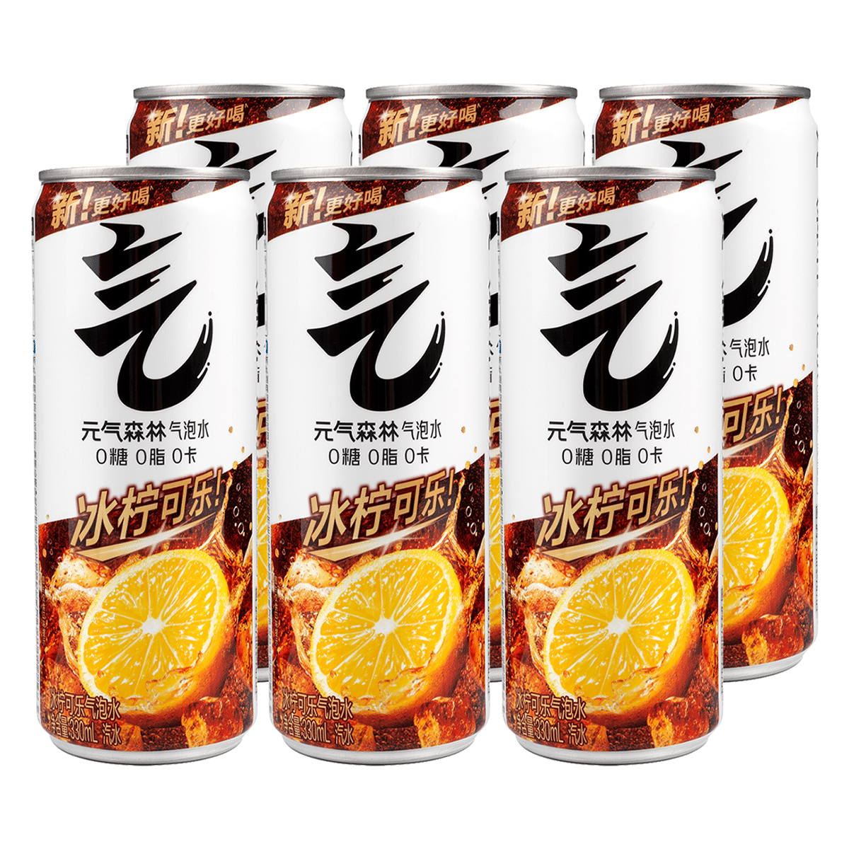 Agua carbonatada Genki Forest sabor cola y limón helado 330 mililitro(s)*6 latas