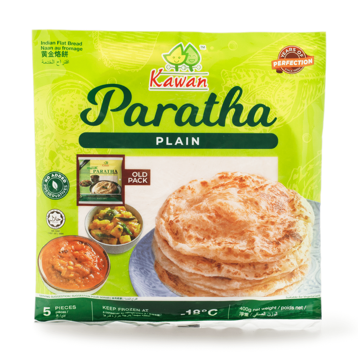 Kawan Plain Paratha 5pcs, Frozen 400 g