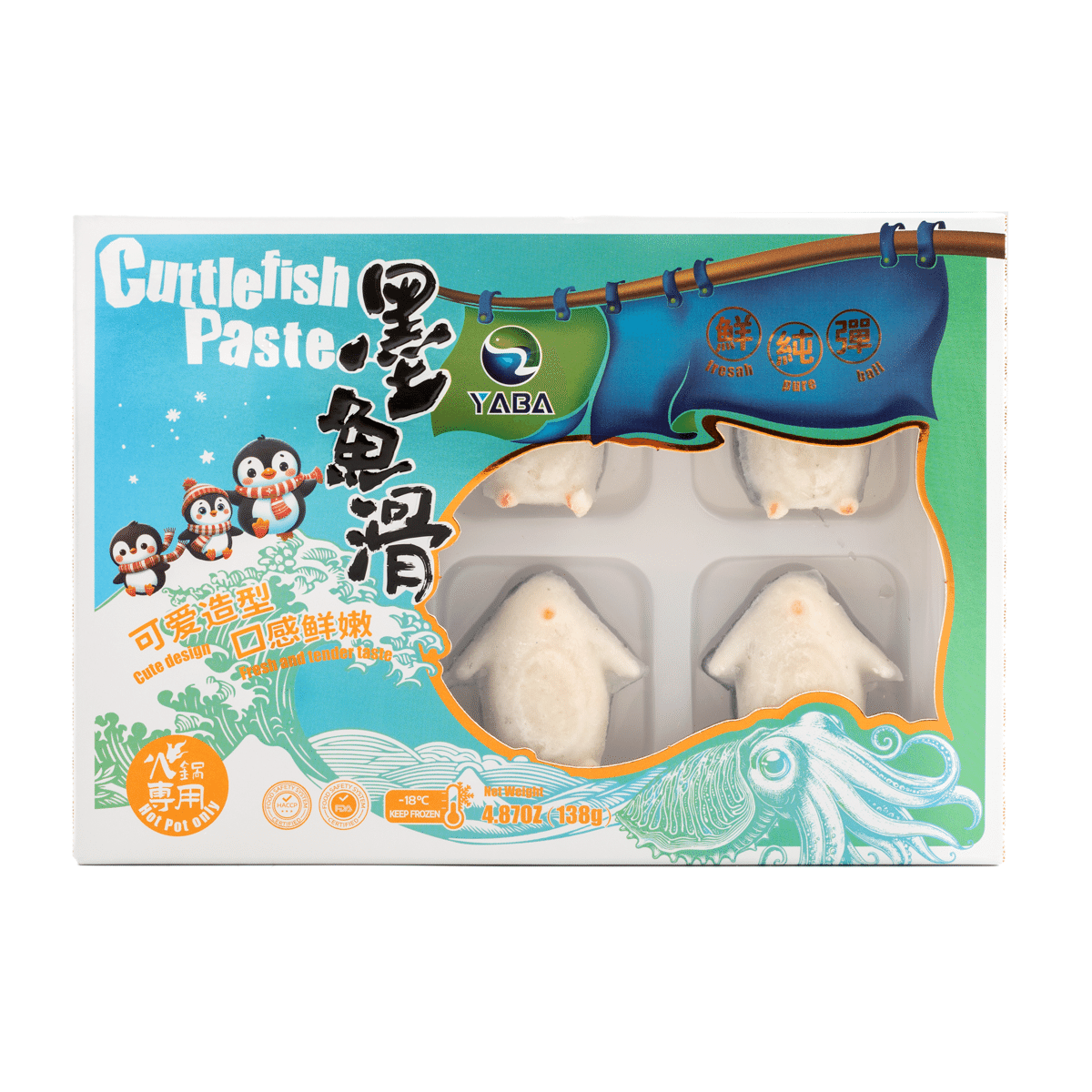 Yaba Cuttlefish balls (Penguin Shape), Frozen 135 g