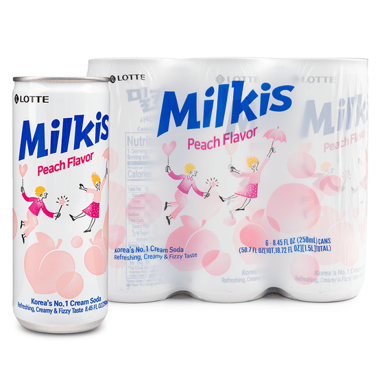 weee_beverages_LOTTE Milkis Peach Flavored Carbonated Drink 8.45 fl.oz*6 cans