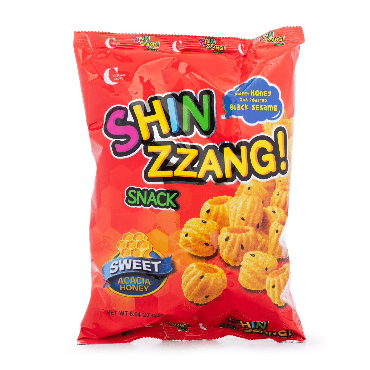 Shin Zzang Honey and Black Sesame Snack, Large Size 245 g*12 pack
