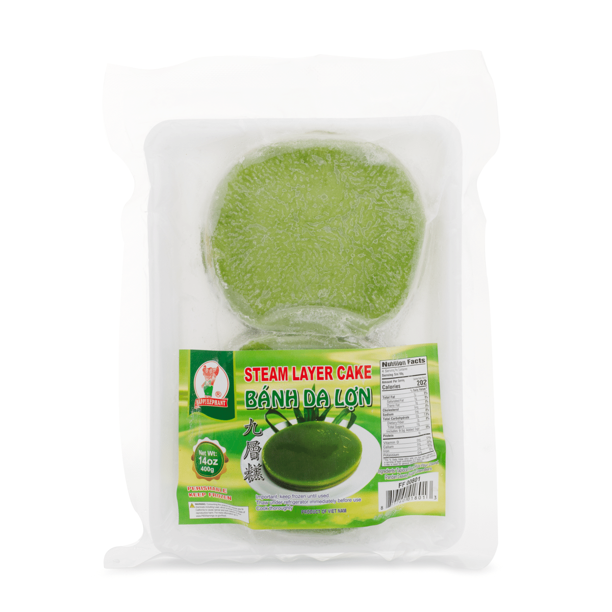 Happy Elephant Steamed Layer Mung Bean Cake (Banh Da Lon) 14 oz
