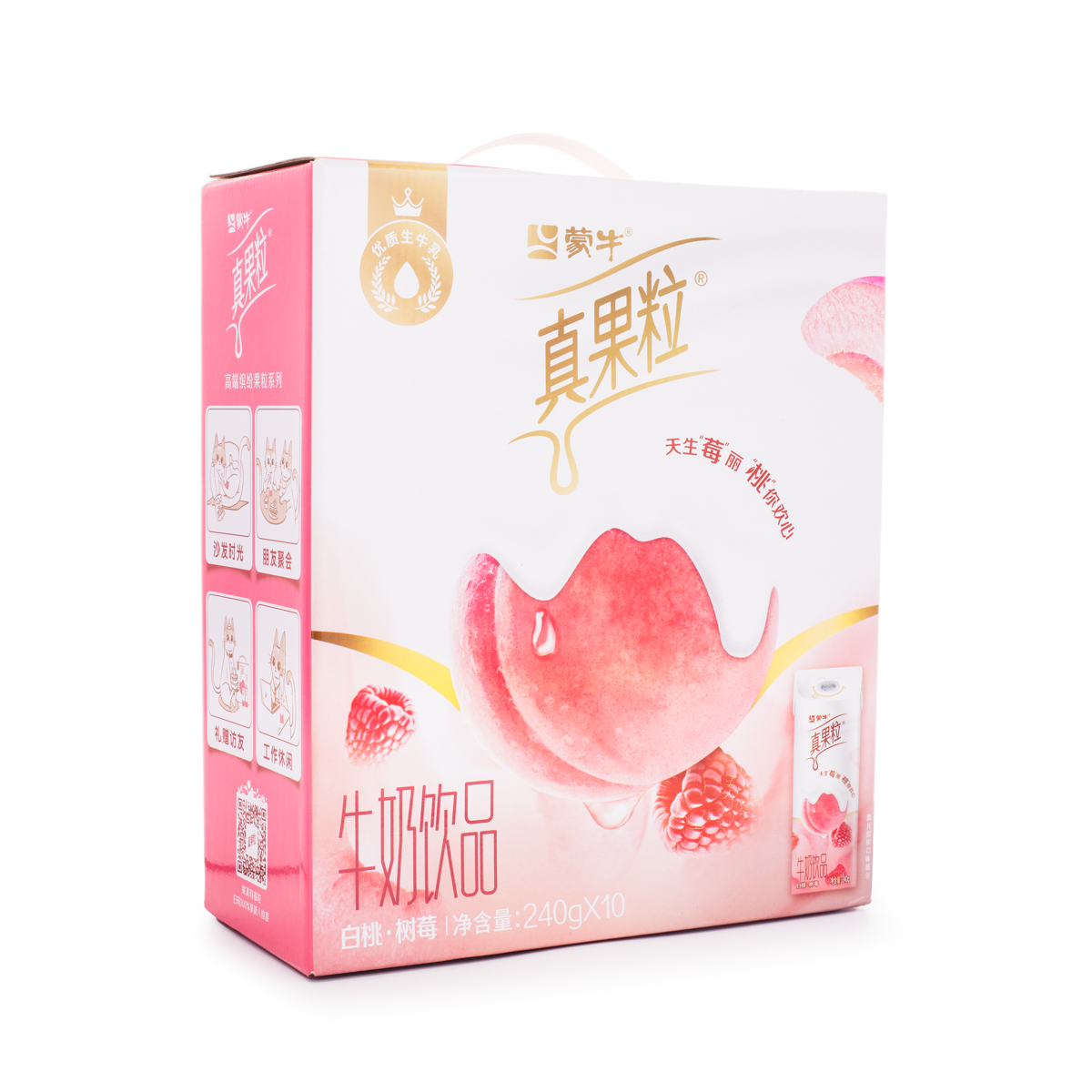 MengNiu ZhenGuoLi ミルクドリンク フルーツ果肉入（ピーチ） 10コ入
