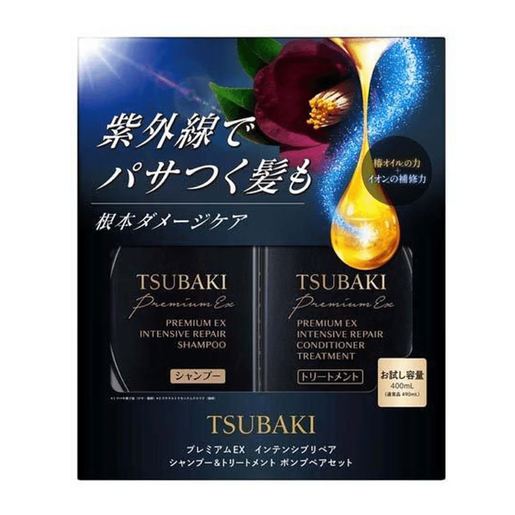 资生堂Tsubaki Premium EX 奢华黑离子 强化修复套装 (400mlx2瓶) 玫瑰山茶花香 1 盒*6 包