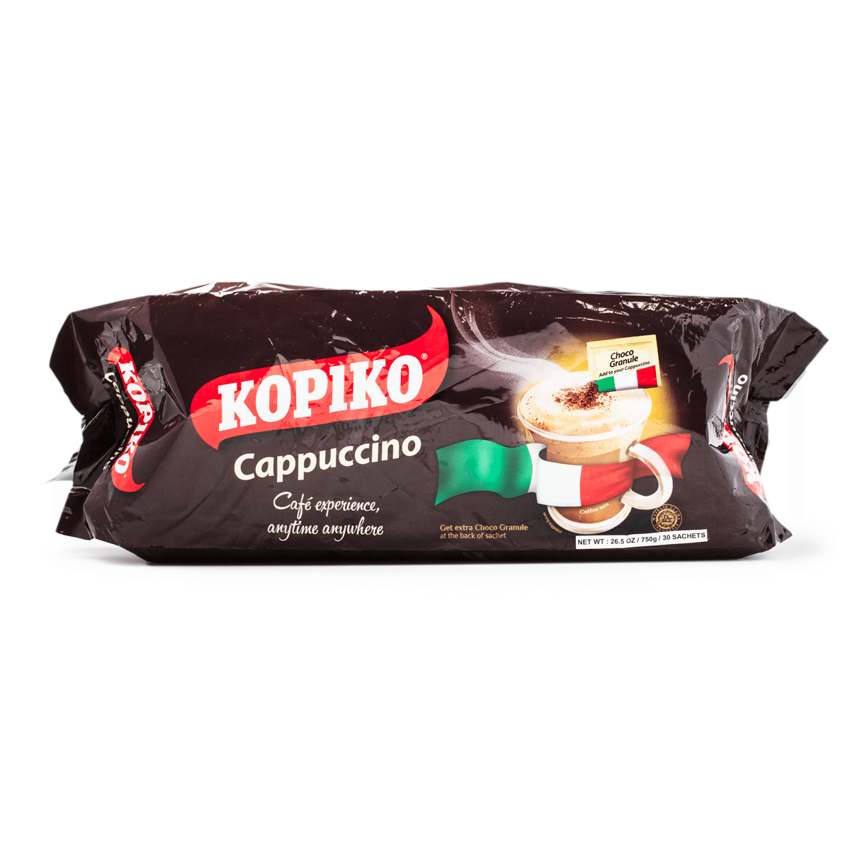 Kopiko 카푸치노 인스턴트 커피 초콜릿 알갱이 포함 0.88 온스*30 팩