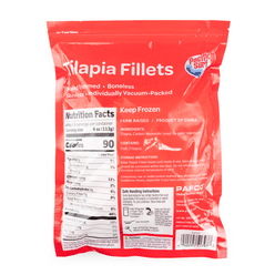 Skinless Tilapia Fillet, Individually Vacuum Packed, Frozen 2 lb