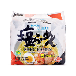 Sapporo Ichiban Instant Noodle, Shio Flavor 5pk 17.5 oz*6 pack