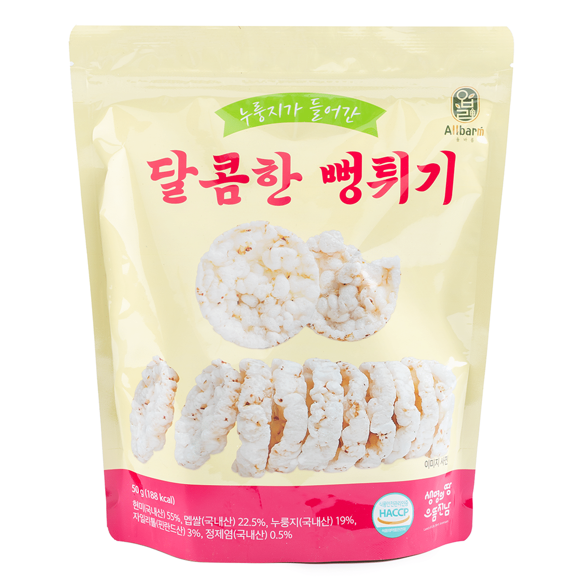 올바름 누룽지가 들어간 달콤한 뻥튀기 50 그램*25 팩