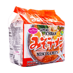 Sapporo Ichiban Instant Noodle, Miso Flavor 101g*5 17.75 oz*6 pack