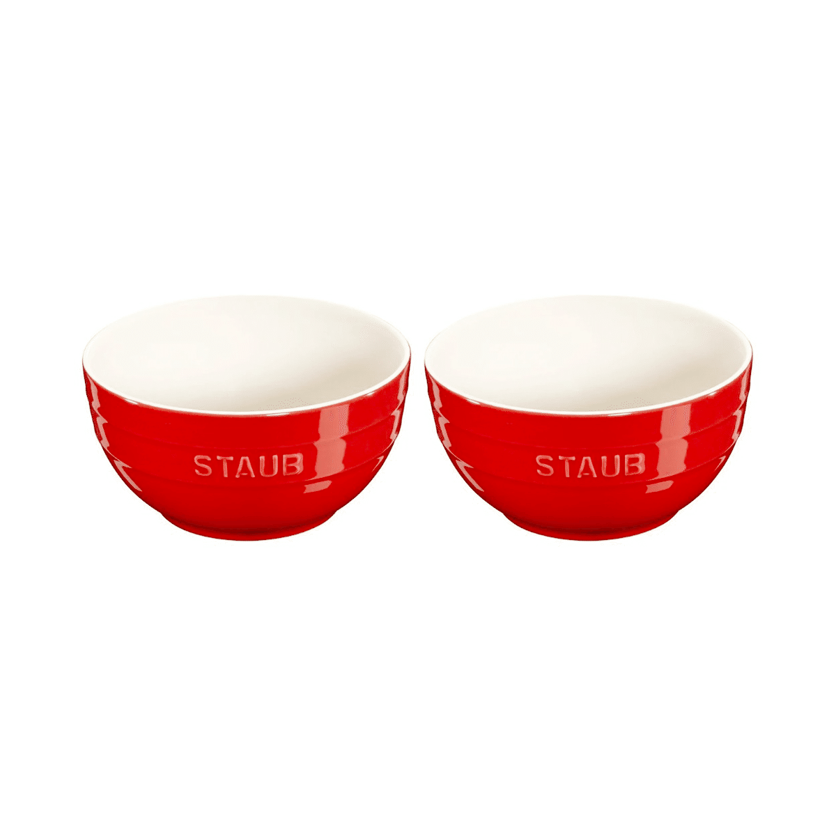 STAUB Lサイズ陶器製お椀ボウル 2個セット レッド 1 個