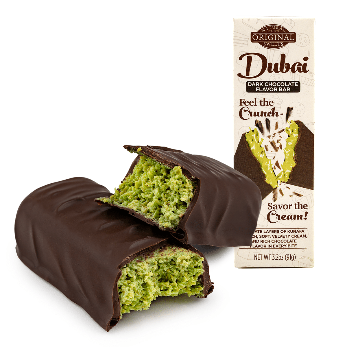 Original Natural Sweets Dubai Dark Chocolate Bar 3.2 oz