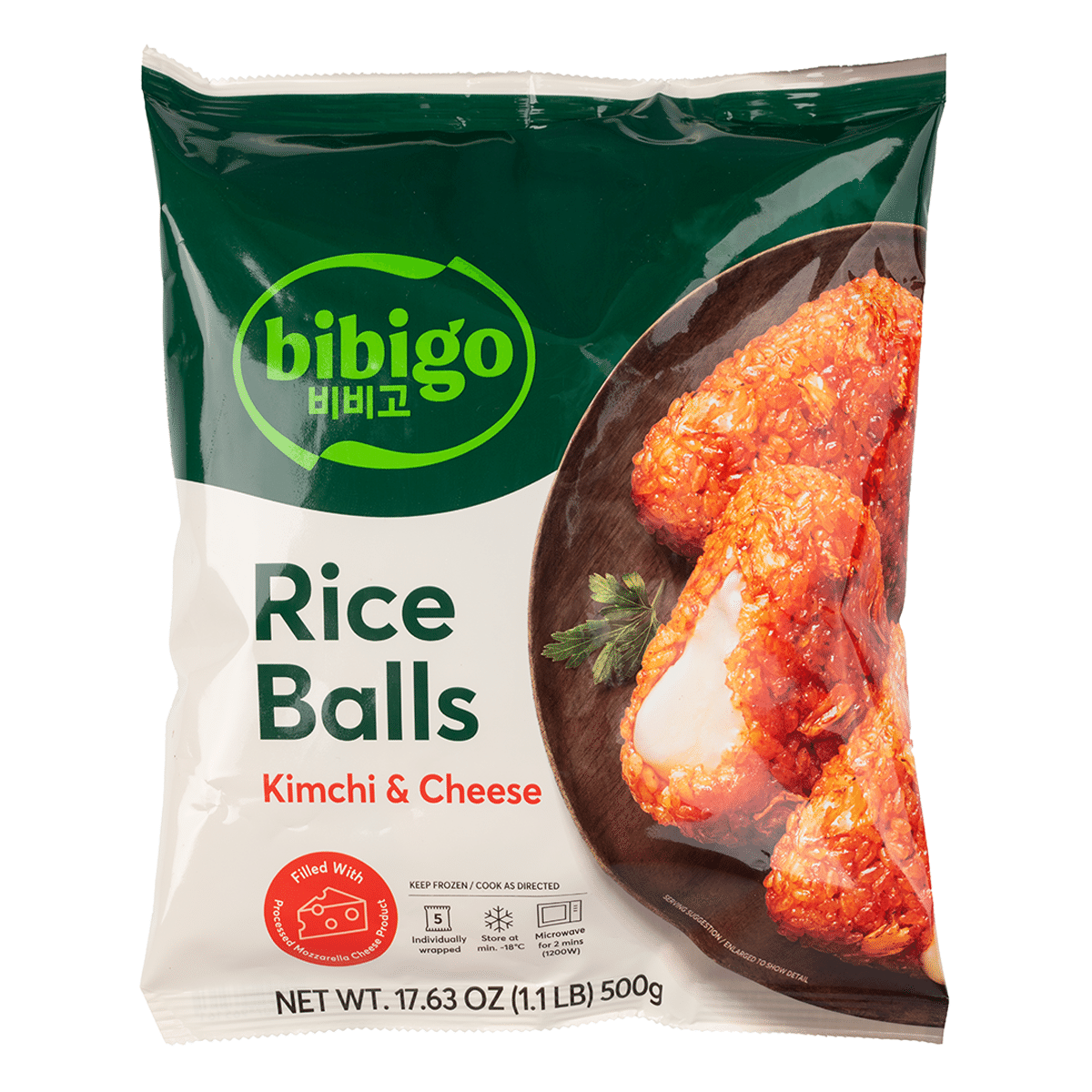 CJ Bibigo Kimchi Cheese Rice Ball, Frozen 500 g