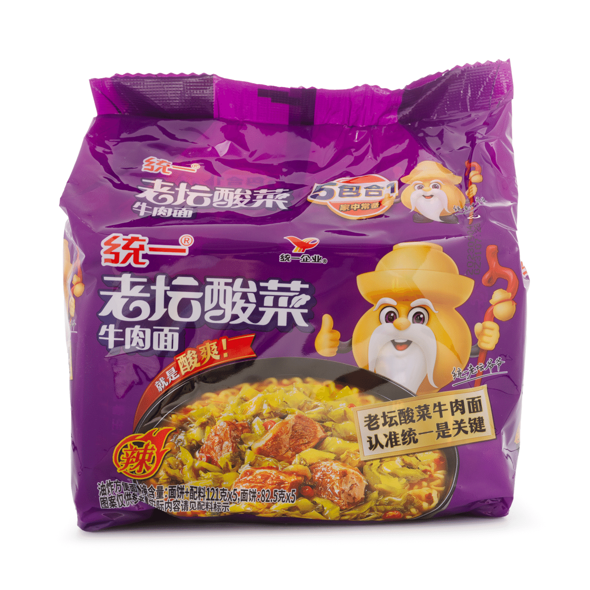 Tongyi Laotan Beef Noodles with Pickled Cabbage 5pk 595 g
