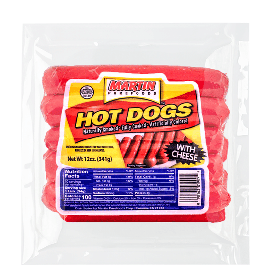 Martin Purefoods Hotdogs with Cheese Frozen 341 g