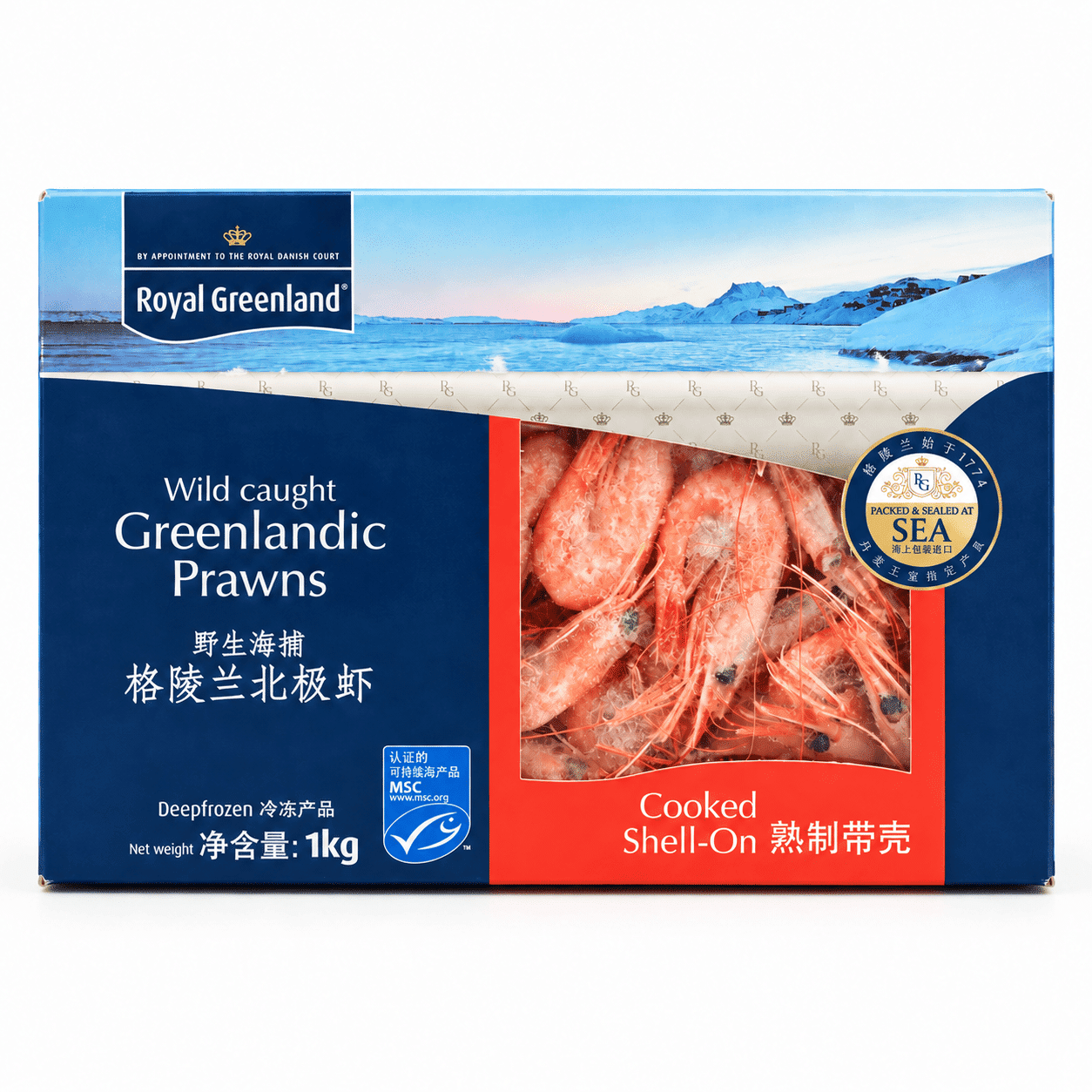 Royal Greenland กุ้งกรีนแลนด์หวานจากธรรมชาติ จับจากธรรมชาติ ปรุงสุก แช่แข็ง ฤดูกาล 2.2 ปอนด์