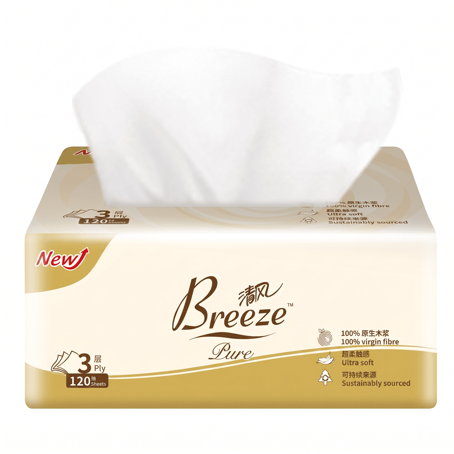 Breeze ゴールドエディション 天然木 ティッシュペーパー 120組 12個入 1 個