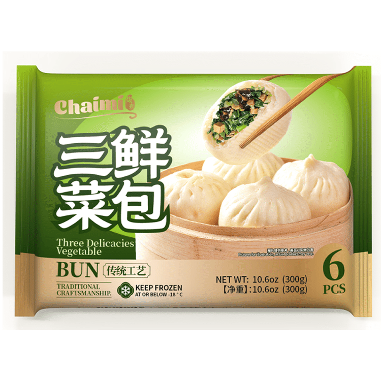 Get Chaimi Three Delicacies Vegetable Bun 6 pieces/pack 300 g