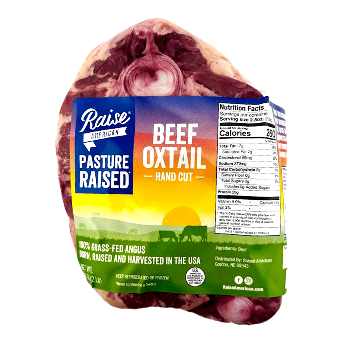 Rabos de Vaca Angus Alimentados 100% com Pasto (Cortados à Mão e Aparados) 2 libra(s)