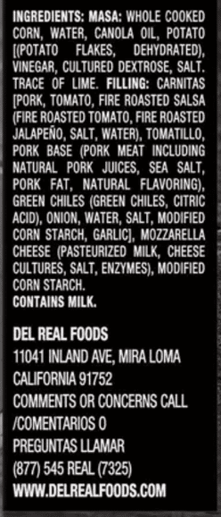 Del Real Carnitas and Cheese Pupusas 16.8 oz