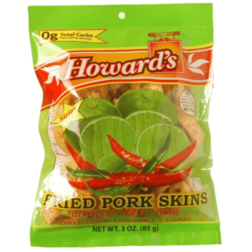 Pele de porco frita Howard's com pimenta e limão 3 oz