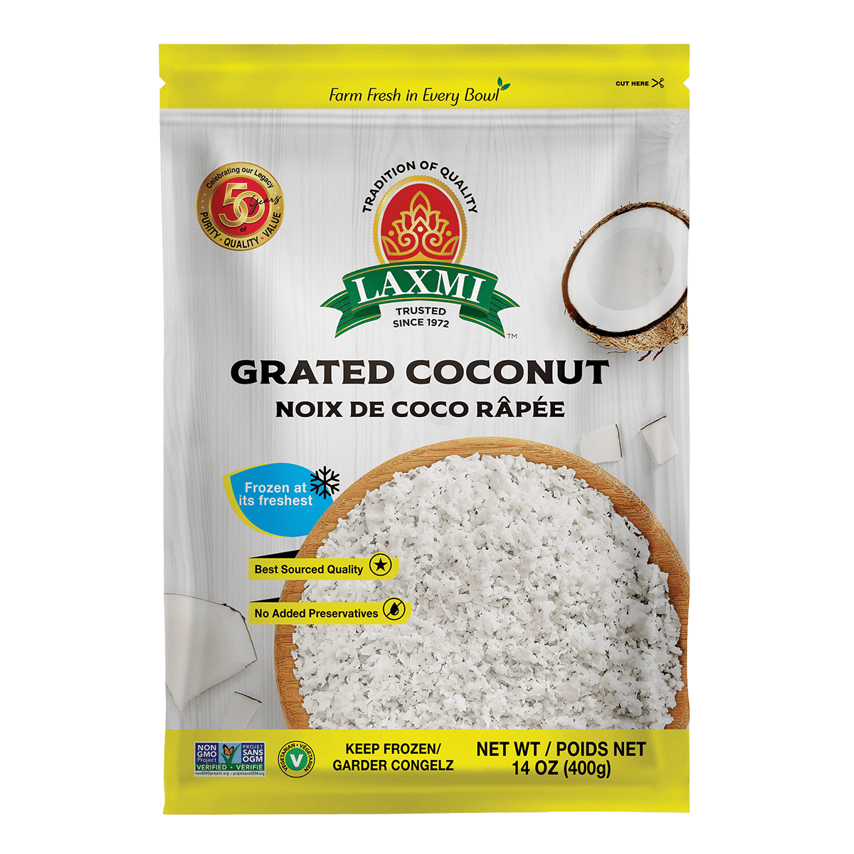 Laxmi Grated Coconut, Frozen 400 g